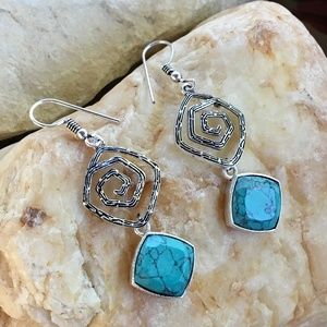Faceted Chinese turquoise mystical spiral …